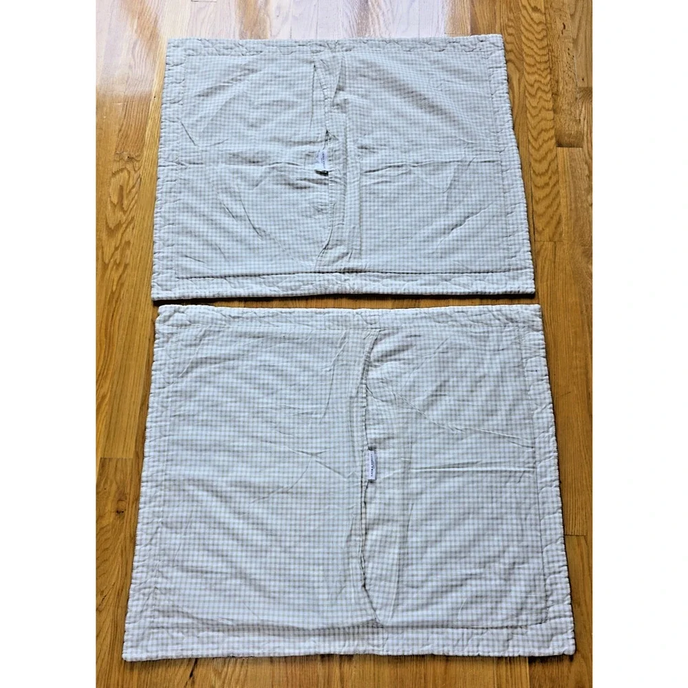 Laura Ashley VTG Quilted Shams Pink Yellow Green Gingham Floral Cottage Set
